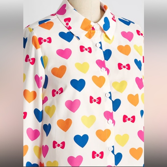 ModCloth x Hello Kitty Supercute Love Button-Up Top Medium NWT - Picture 3 of 8